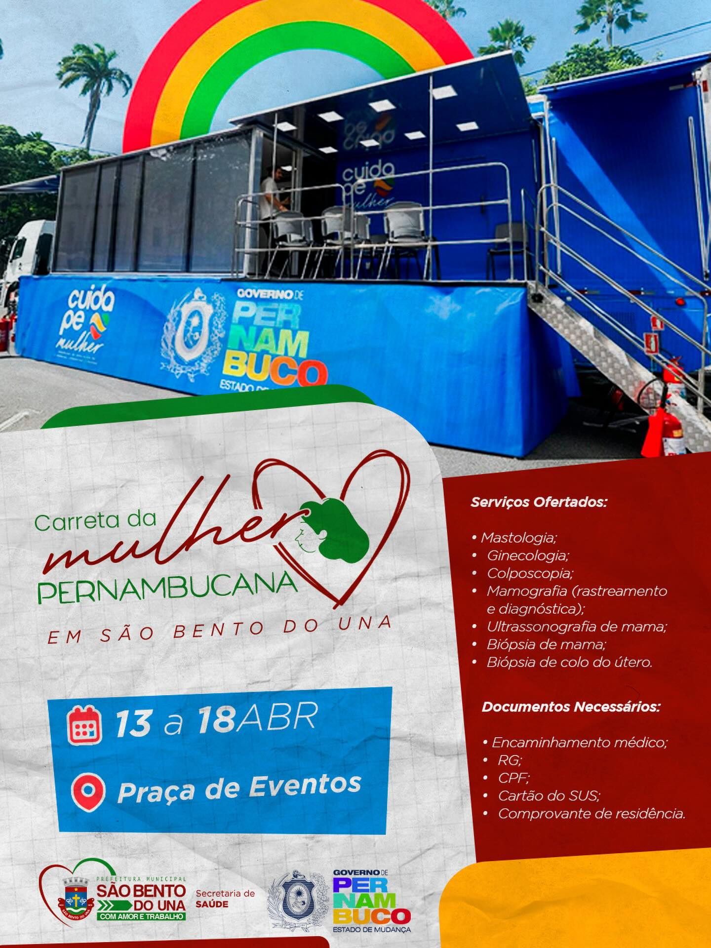 Carreta da Mulher Pernambucana, do Programa Cuida PE, estará em nosso município!